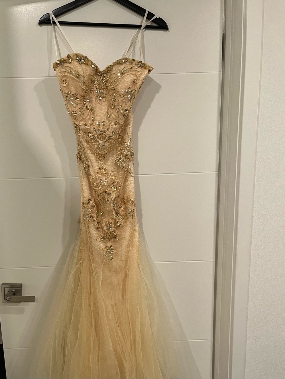 Aspeed USA Blush Pink Beaded Lace Corset Tulle Formal Gown Size XS
